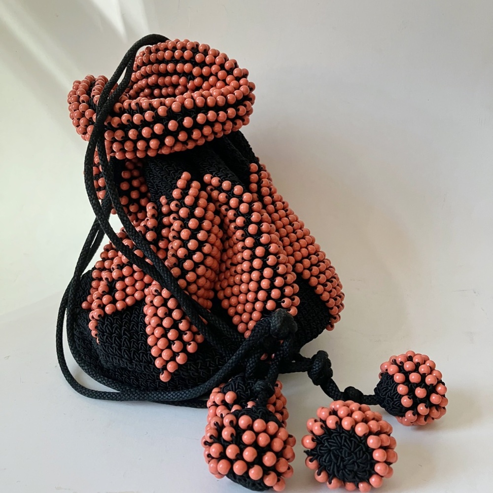 Unique Antique Beaded Pouch Drawstring Handbag - image 8